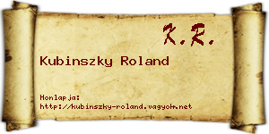 Kubinszky Roland névjegykártya